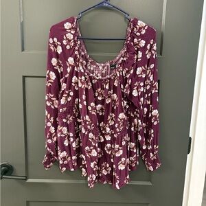 Torrid Burgundy Floral Blouse
